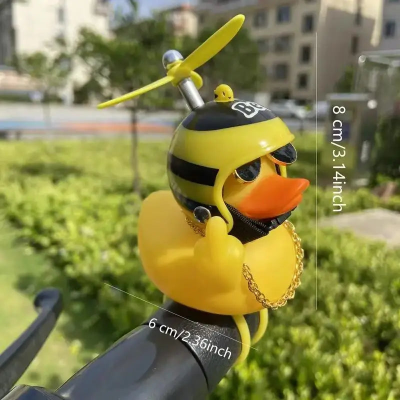 New! Funny Middle Finger Rubber Duck for Bike Car Dashboard Decorations Yellow Duck with Propeller Motorcycle Car Decoration