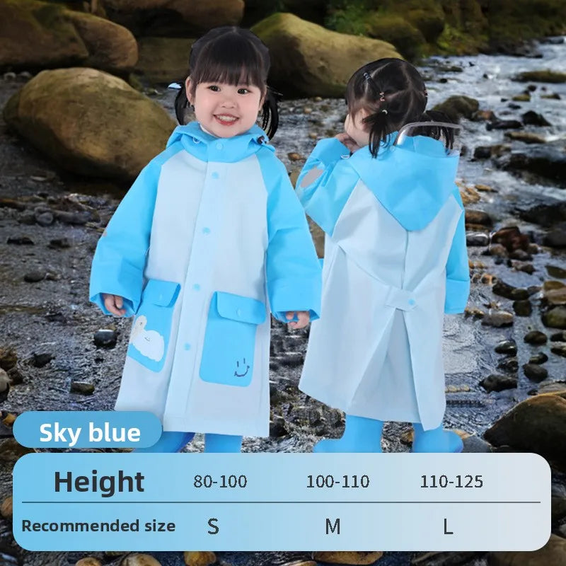 Children's Raincoat for Boys Girls,Full Body Waterproof,Kindergarten Baby for School,Student Only, with Backpack Space, Raincoat