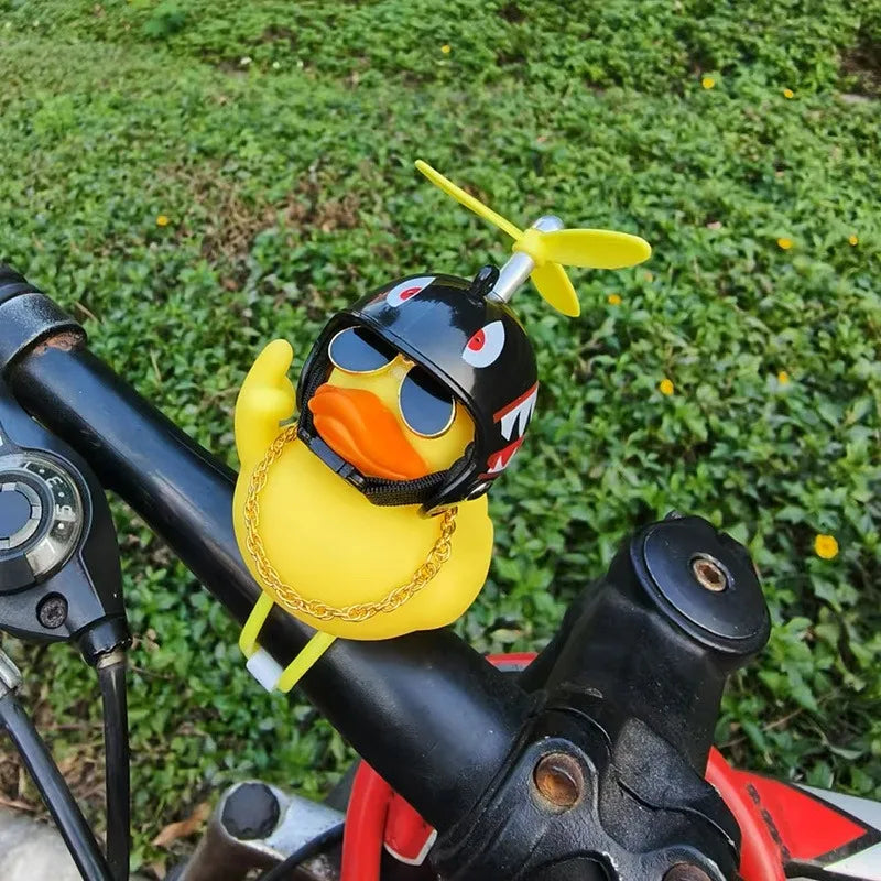 New! Funny Middle Finger Rubber Duck for Bike Car Dashboard Decorations Yellow Duck with Propeller Motorcycle Car Decoration