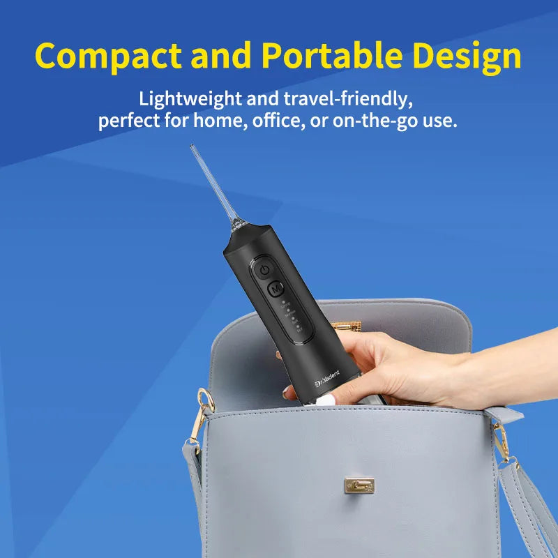 DrYadent Cordless YD06 Water Flosser 7 Nozzles 4 Smart Modes 3hrs Fast USB-C Charge 300ML Portable Tank 2min-Deep Cleaning Adult
