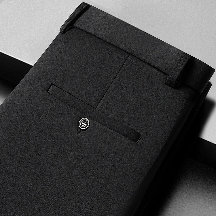 Mens Thin Stretch Straight Summer Pants Silky No-Iron Fabric