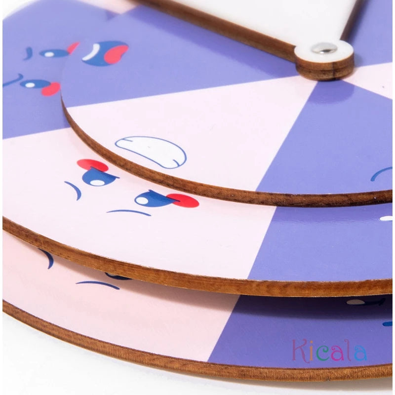 Family Fun Puzzle Game Wooden Expression Spinners Hand-Eye Coordination Challenge Interactive Toy Board Table Game Gift For Kids