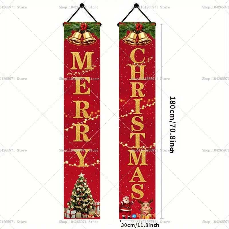 Christmas Door Banner Door Couplet Merry Christmas Decoration For Home 2025 Navidad Kerst Natal Noel Xmas Decor New Year 2026