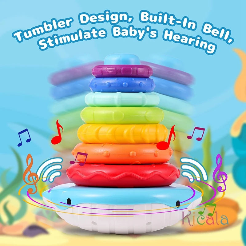 Montessori Stacking Toys for Toddlers 1-3 Colorful Rainbow Stacking Ring Sensory Toys with Sounds for 6-12 Months Birthday Gifts