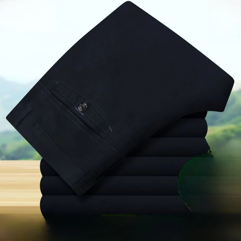 2025 Mens High Waist Loose Straight Cotton Casual Pants