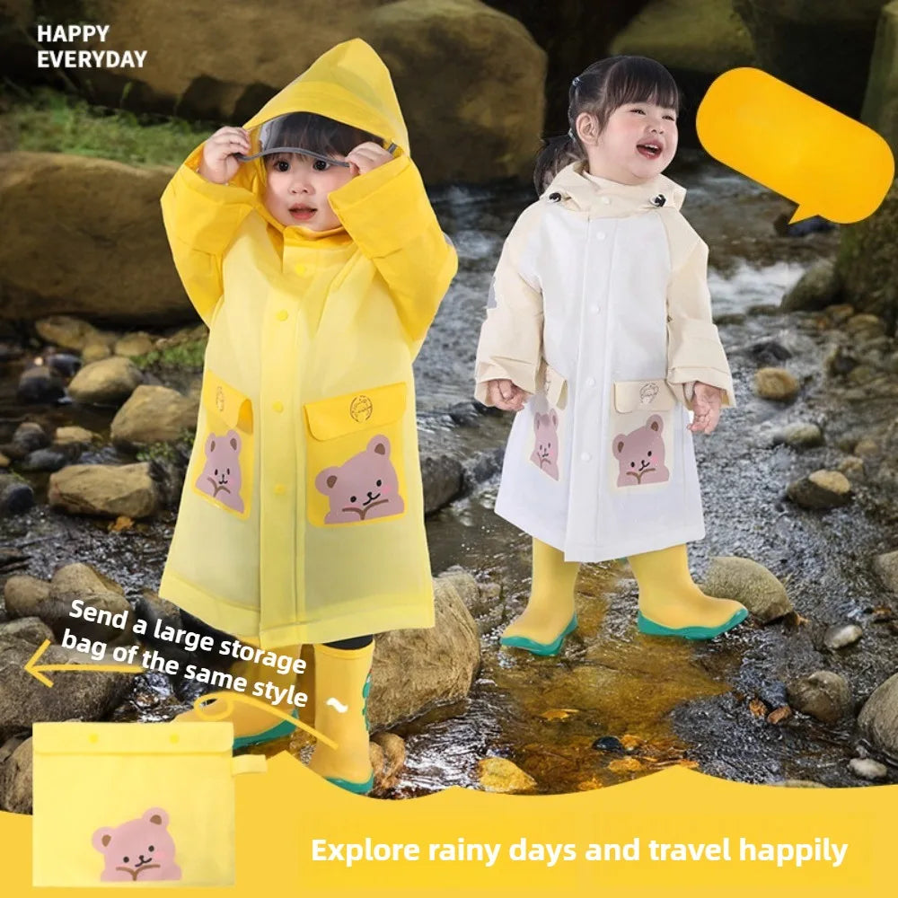 Children's Raincoat for Boys Girls,Full Body Waterproof,Kindergarten Baby for School,Student Only, with Backpack Space, Raincoat