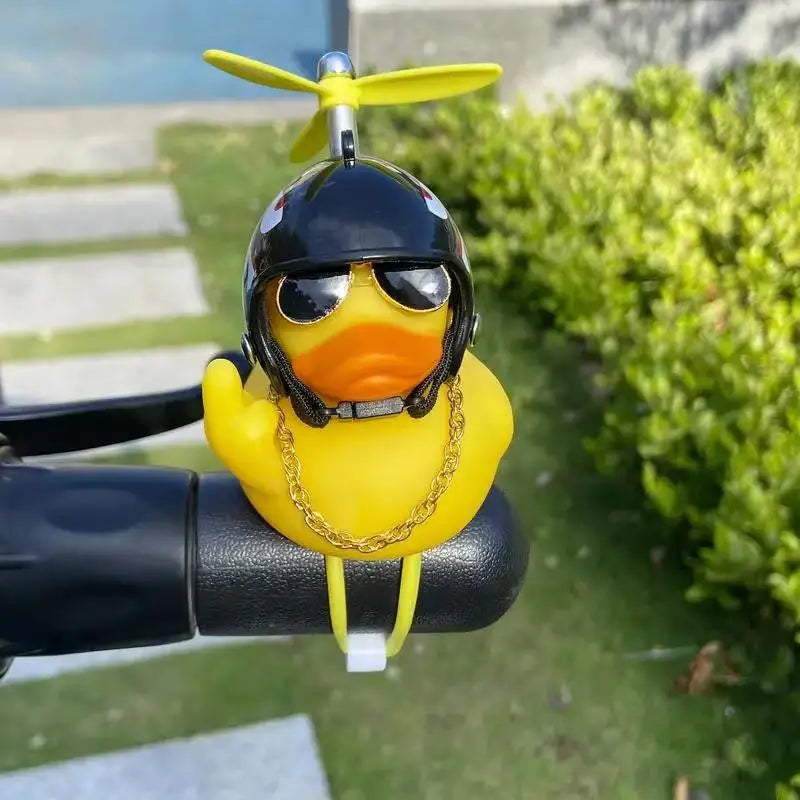 New! Funny Middle Finger Rubber Duck for Bike Car Dashboard Decorations Yellow Duck with Propeller Motorcycle Car Decoration
