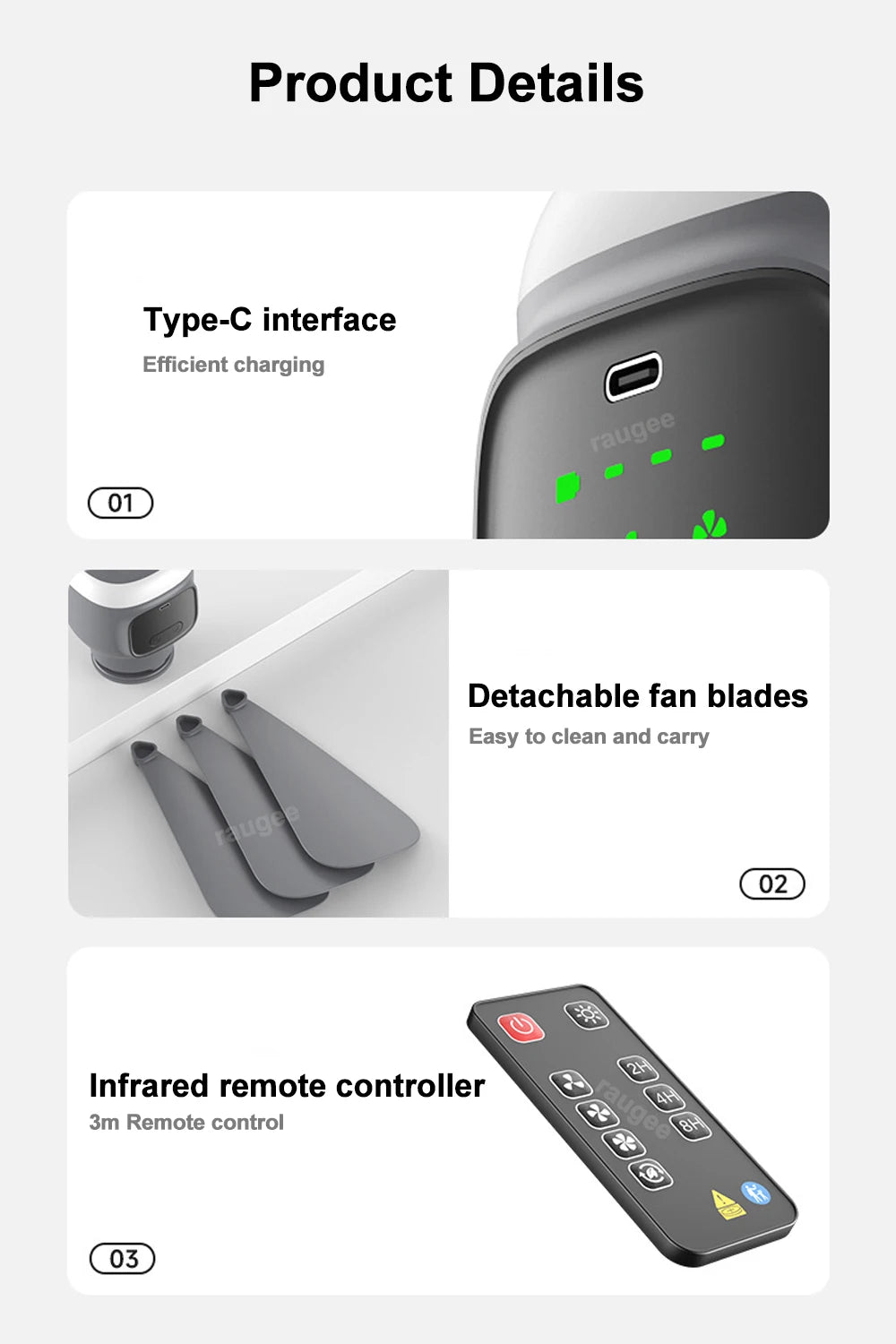 Ceiling Fan 12000mAh Wireless Portable Camping Ceiling Fan USB Rechargeable Tent Ceiling Fan with Lighting and Remote Control