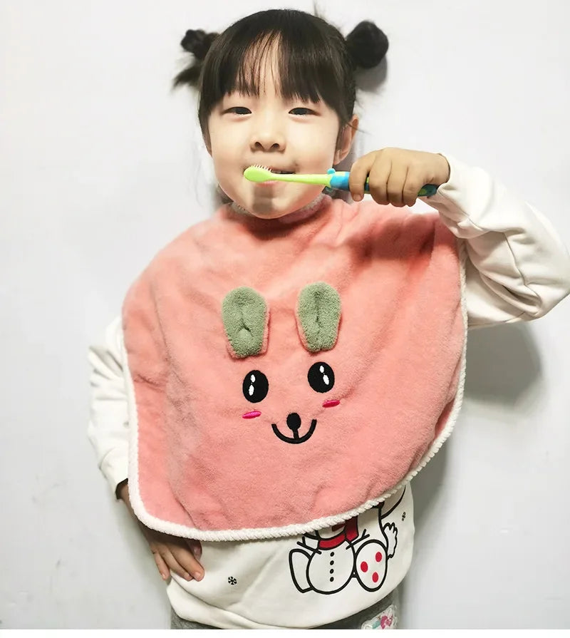 Baby Bibs for Children Washing Face Towel Soft Salive Towel Boys Girls Learning Brushing Teeth Towel for 3-8 Years Kids