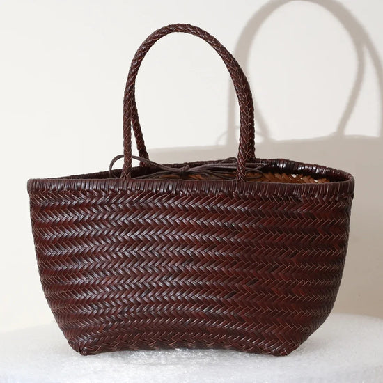 Genuine Cowhide Weaving Casual Shopping Bag