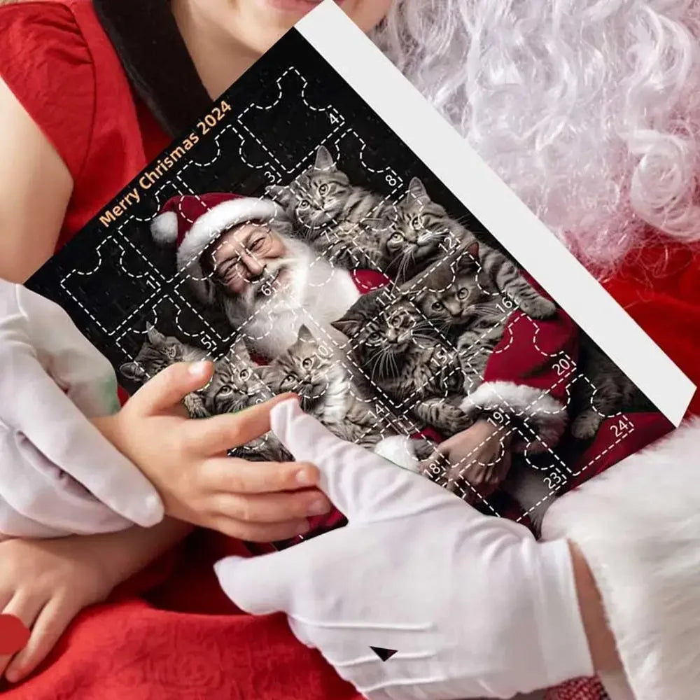 2024 Advent Calendar 24 Days Christmas Cat Ornament Calendar Cartoon Festival Supplies Funny Wall Decoration For Holiday Party