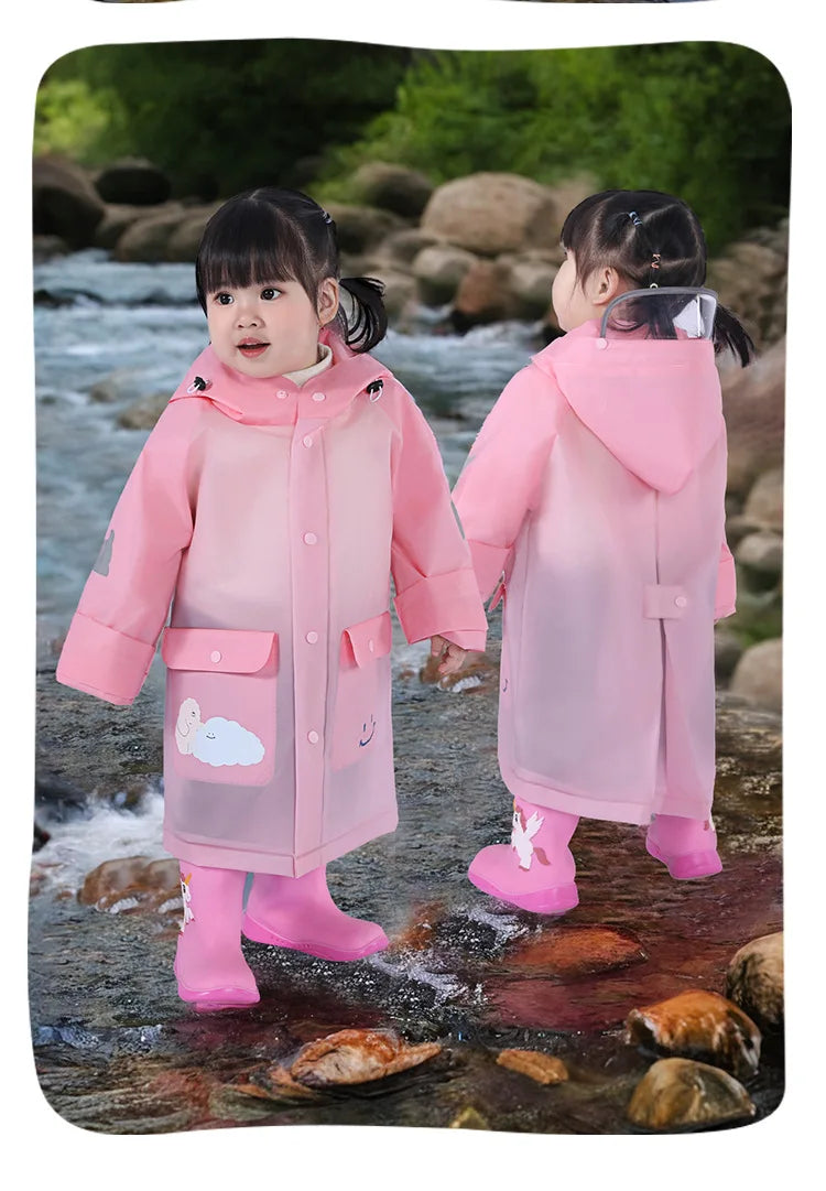 Children's Raincoat for Boys Girls,Full Body Waterproof,Kindergarten Baby for School,Student Only, with Backpack Space, Raincoat