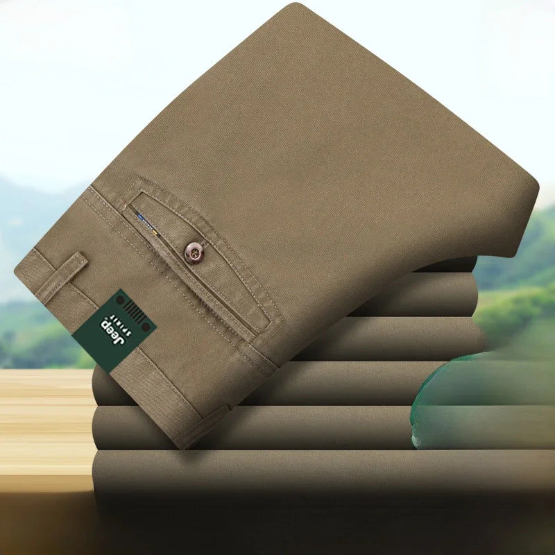2025 Mens High Waist Loose Straight Cotton Casual Pants