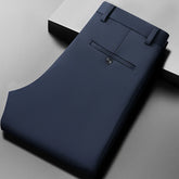 Mens Thin Stretch Straight Summer Pants Silky No-Iron Fabric