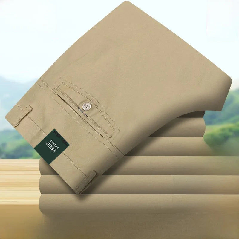2025 Mens High Waist Loose Straight Cotton Casual Pants