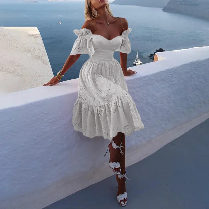 womens-strapless-lace-ruffle-summer-dress