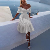 womens-strapless-lace-ruffle-summer-dress