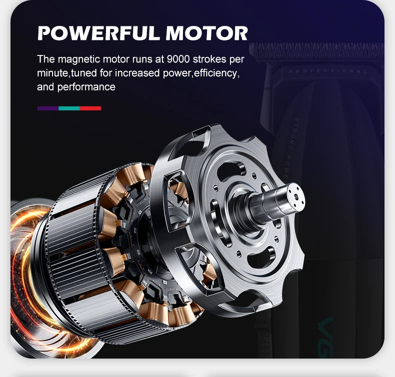 VGR Hair Trimmer Professional Hair Cutting Machine Cordless Hair Clipper 9000 RPM Haircut Barber Metal Trimmer for Men V-906