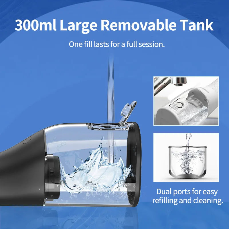 DrYadent Cordless YD06 Water Flosser 7 Nozzles 4 Smart Modes 3hrs Fast USB-C Charge 300ML Portable Tank 2min-Deep Cleaning Adult