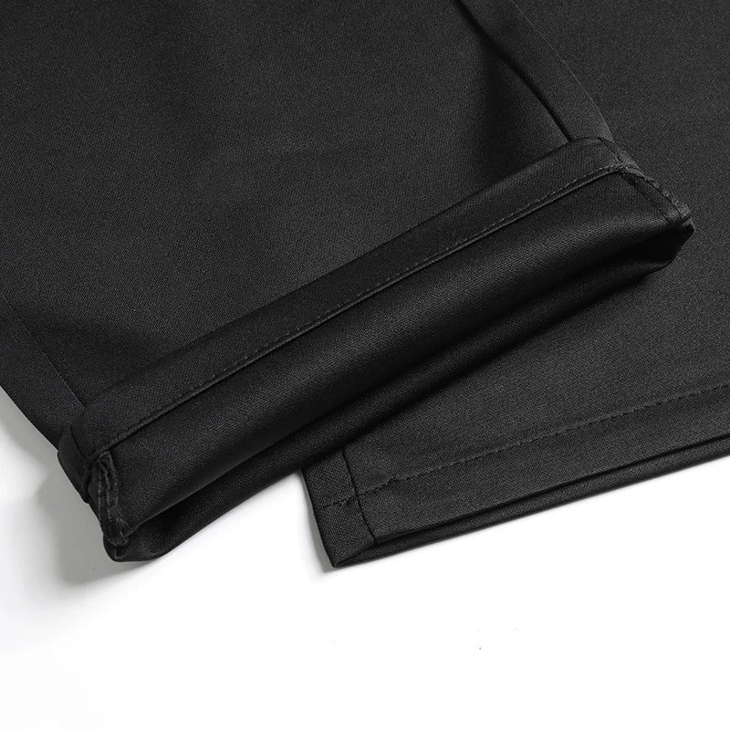 Mens Thin Stretch Straight Summer Pants Silky No-Iron Fabric