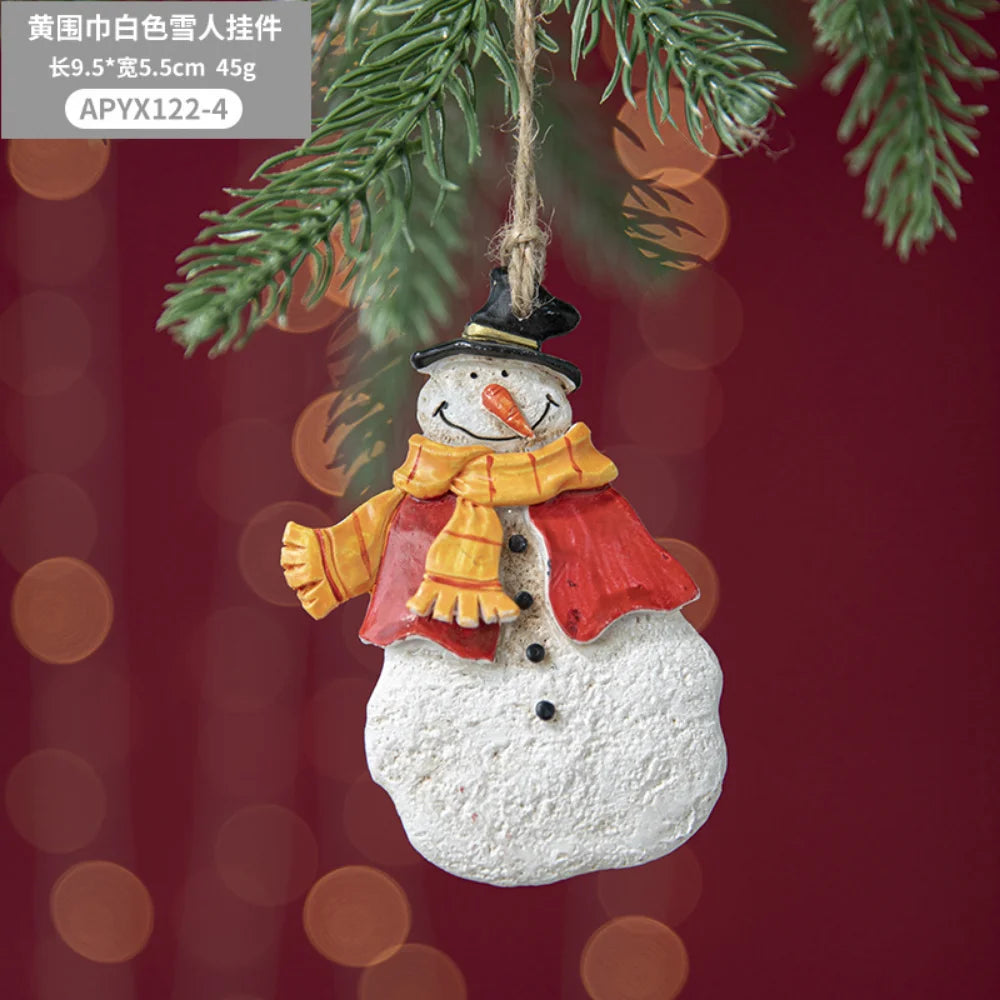Christmas Resin Tree Decorations Santa Snowman Angel Pendant Ornament DIY Kids Toys Noel Navidad Kerst 2023