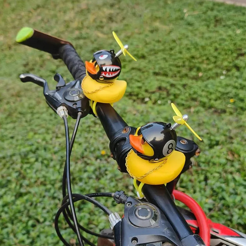 New! Funny Middle Finger Rubber Duck for Bike Car Dashboard Decorations Yellow Duck with Propeller Motorcycle Car Decoration