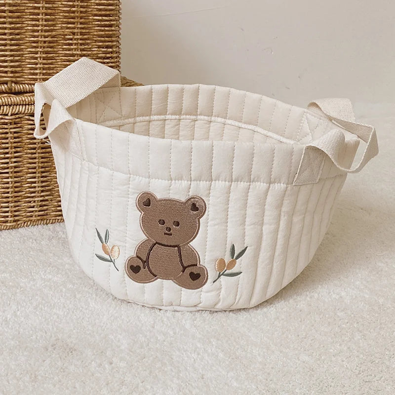 Diaper Bag Baby Items Toy Storage Bag for Newborn Crib Organizer Bedding Cotton Embroidery Mommy  Multipurpose storage basket