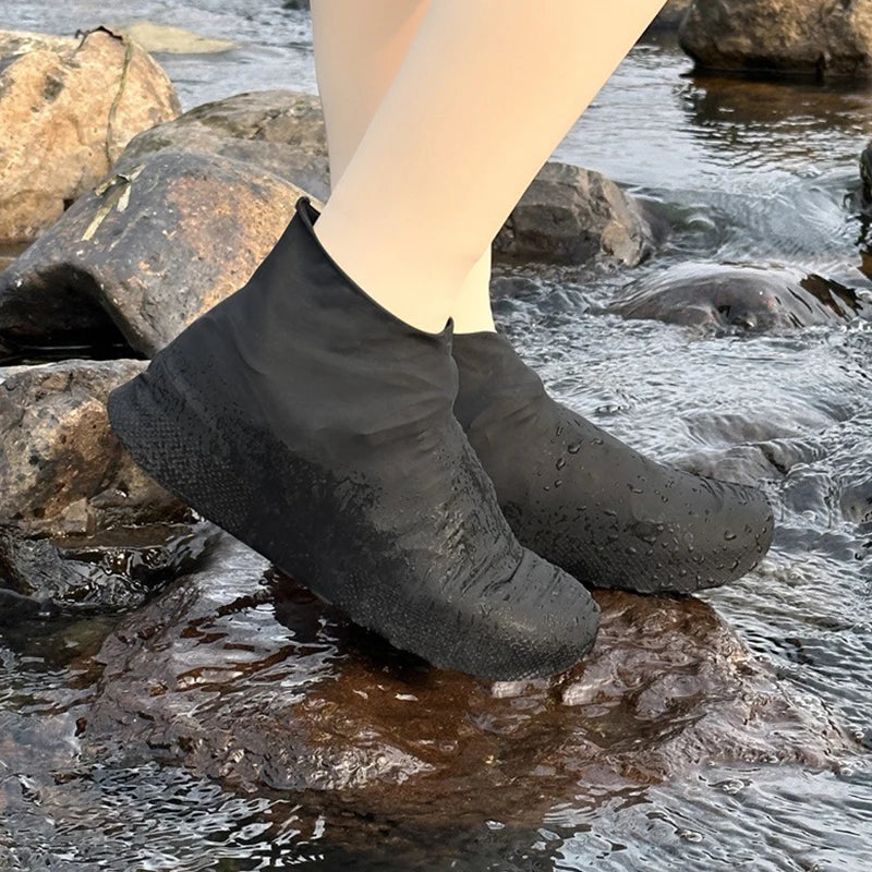 1 Pair Latex Rain Boot Overshoes Travel For Outdoor Use Latex Waterproof Shoe Covers Rainy Day Non-slip Reusable Foot Cover