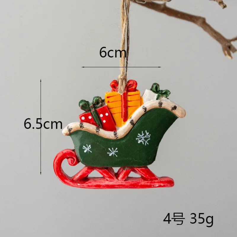 Christmas Resin Tree Decorations Santa Snowman Angel Pendant Ornament DIY Kids Toys Noel Navidad Kerst 2023