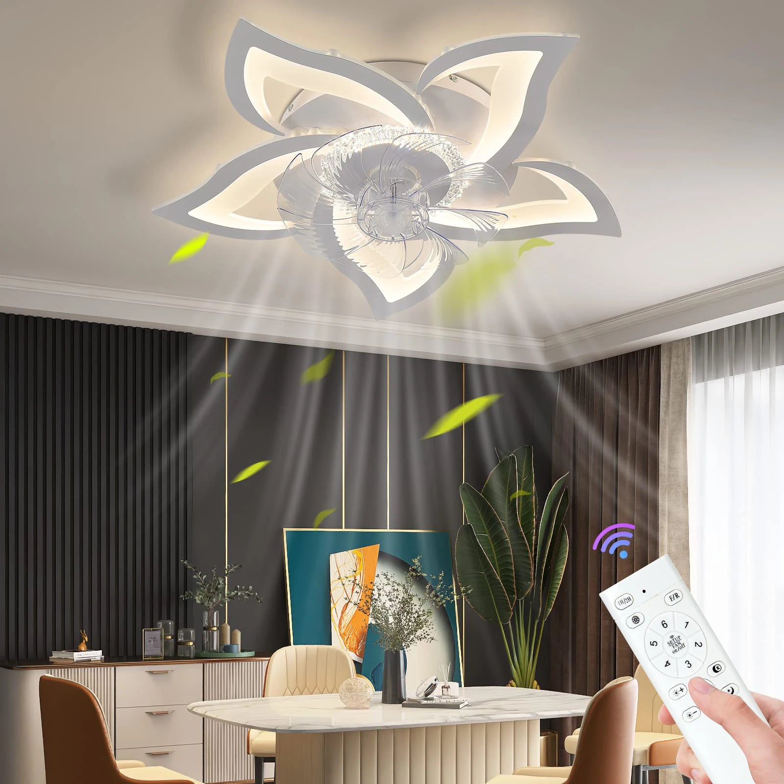 IRALAN home appliances LED ceiling fan light modern smart switch ceiling fan with light home interior decoration fan light