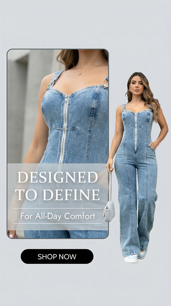 Sleeveless Paneled Zipper Denim Jumpsuit