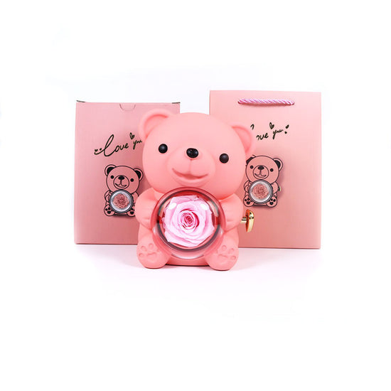 Rotating Rose Bear w/ Jewelry Box