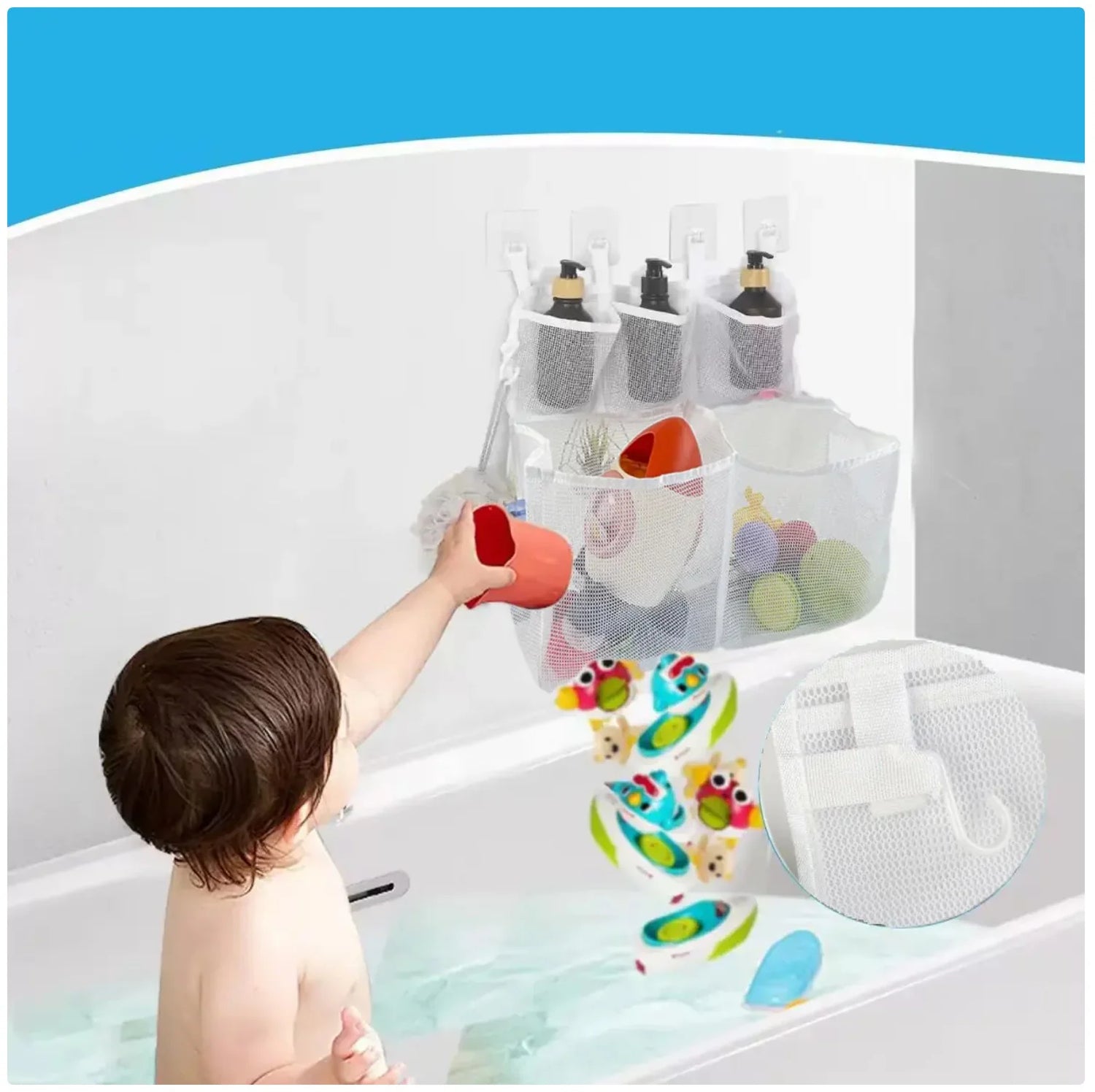 Double - Layer Mesh Hanging Organizer Bag - Multi - Pocket Storage for Bathroom, Bedroom & More