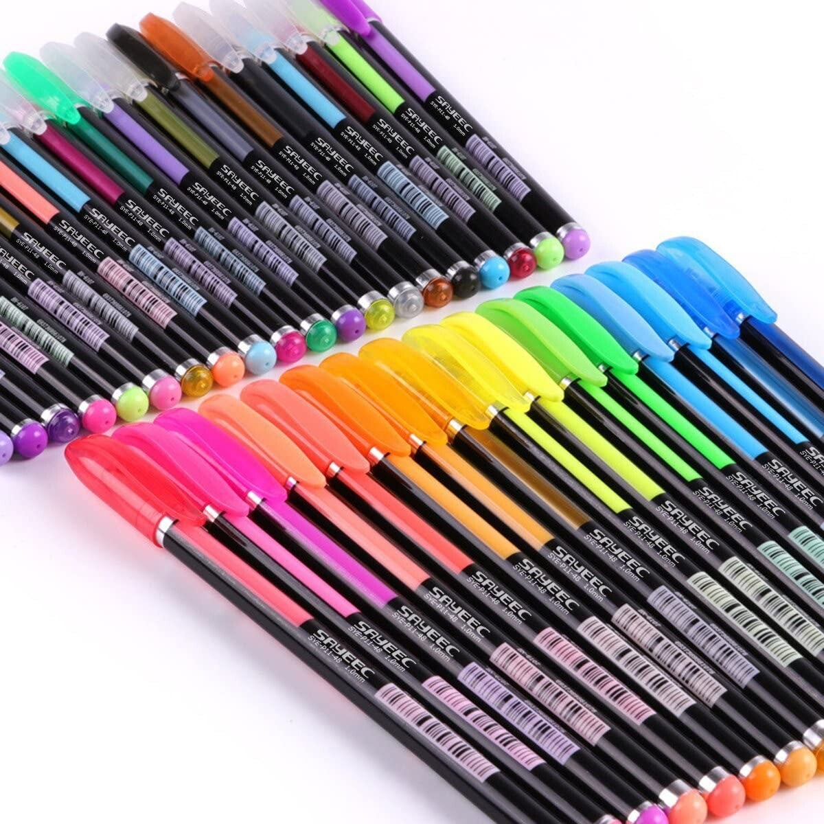 SAYEEC 48 Packs Colour Gel Ink Pens Set Glitter Metallic Gel Pens Art Markers Fo