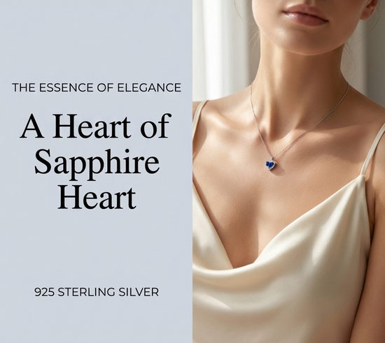 Natural Sapphire Pendant Heart Necklace