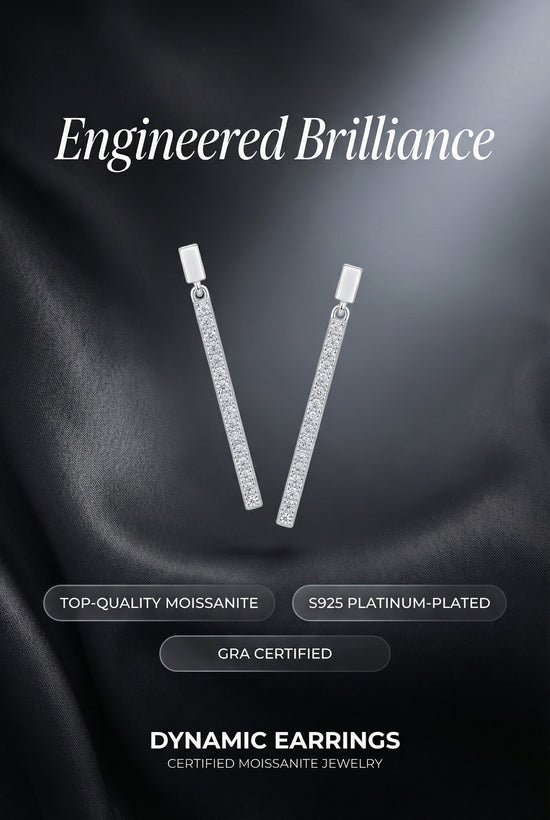 Dynamic Earrings With Top-quality Moissanite S925, Silver And Platinum-plated Stud