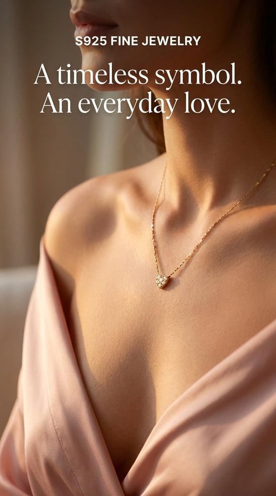 Love Necklace S925 Sterling Silver Plated 18K Gold