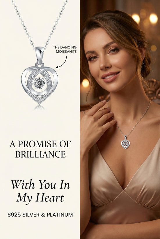 With You In My Heart Necklace Pendant Set With Top-quality Moissanite S925, Silver And Platinum-plated,