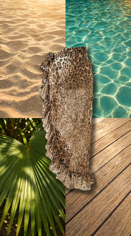 Womens Printed Leopard-Print Beach Skirt