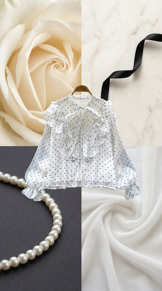 Ruffled Patchwork Heart-print Chiffon Top