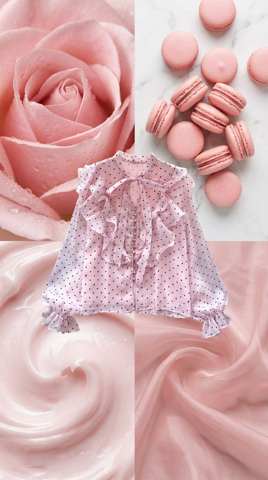 Ruffled Patchwork Heart-print Chiffon Top