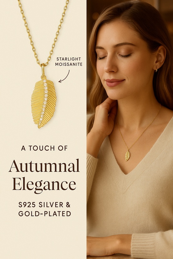 Fallen Leaves Starlight Necklace Pendant Set With Top-quality Moissanite S925 Silver And Gold-plated