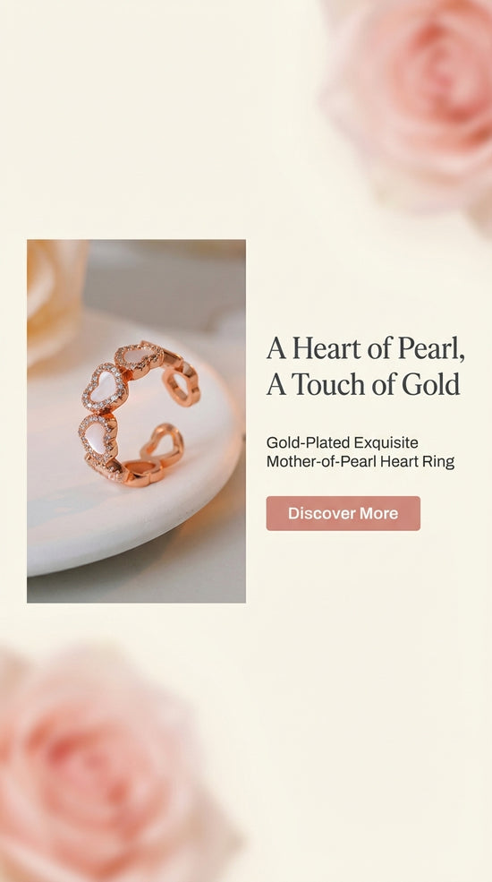 Fashionable Real Gold-Plated Exquisite Mother-of-Pearl Heart Ring