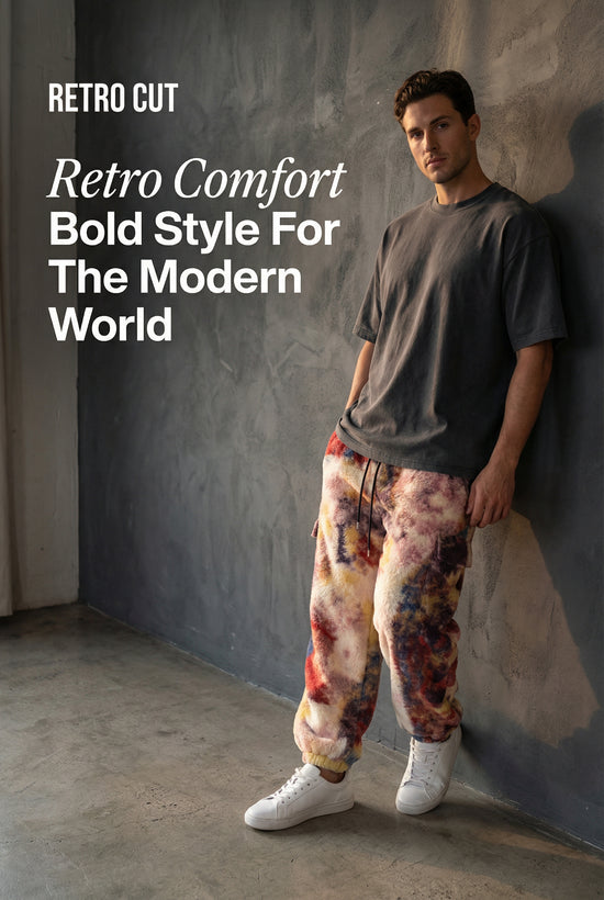 Mens Retro Straight-Cut Printed Casual Pants