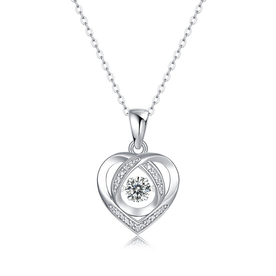 With You In My Heart Necklace Pendant Set With Top-quality Moissanite S925, Silver And Platinum-plated,
