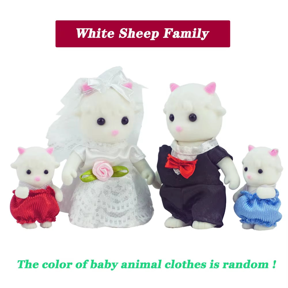 Simulation Forest Reindeer Family Doll Dollhouse Figures Furniture Set DIY Playset Play House Girls Toys Accessories Xmas Gifts