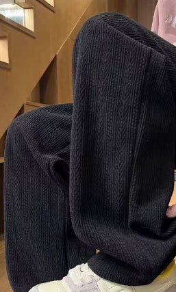 Mens Black Wheat Stripe Wide Leg Pants