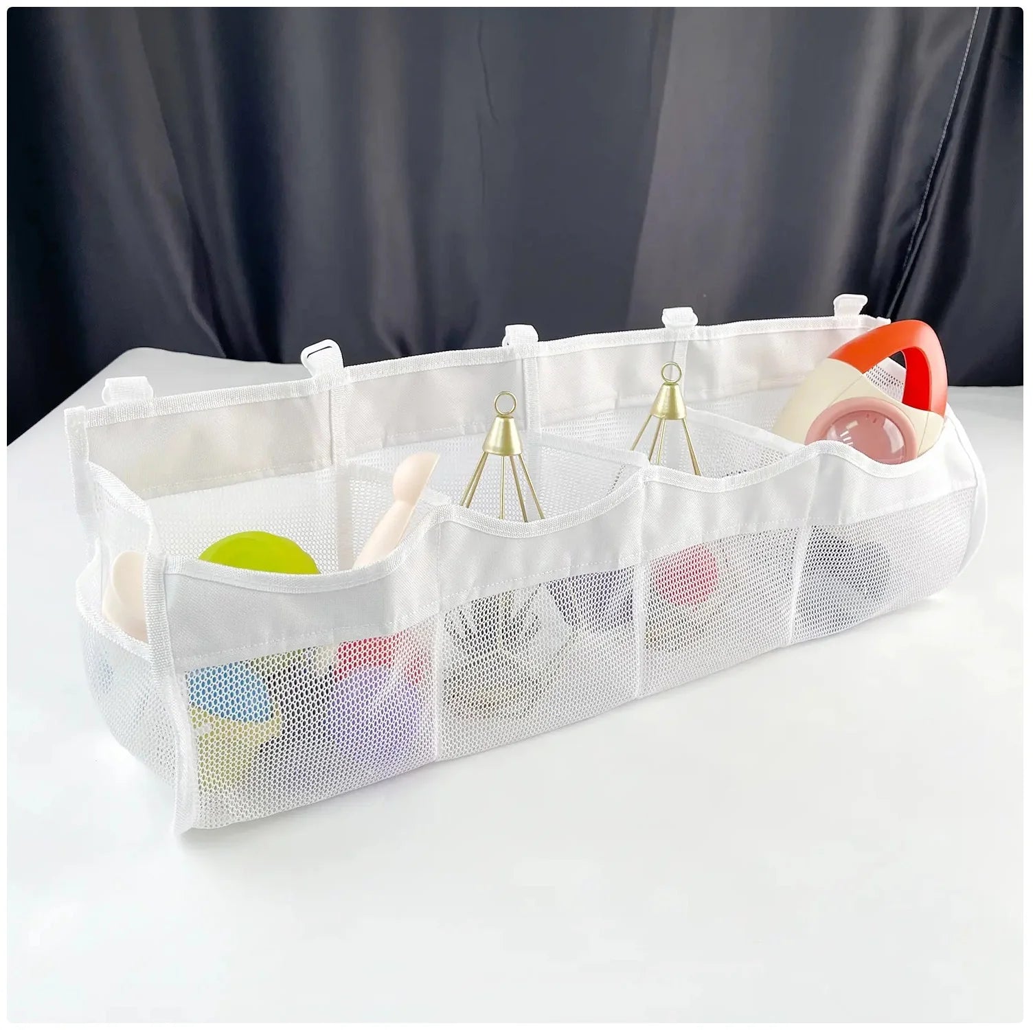 4 - Compartment Mesh Toy Storage Bag - Organize Toys Neatly