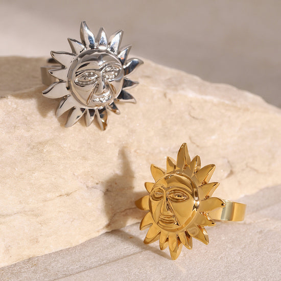 Stainless Steel Exaggerated Sunflower Open Ring