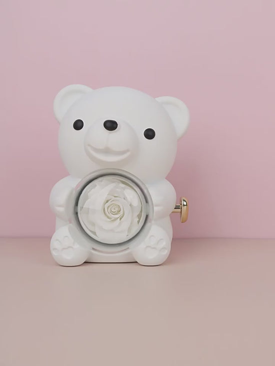 Eternal Rose Bear with Engraved Necklace Gift Set
